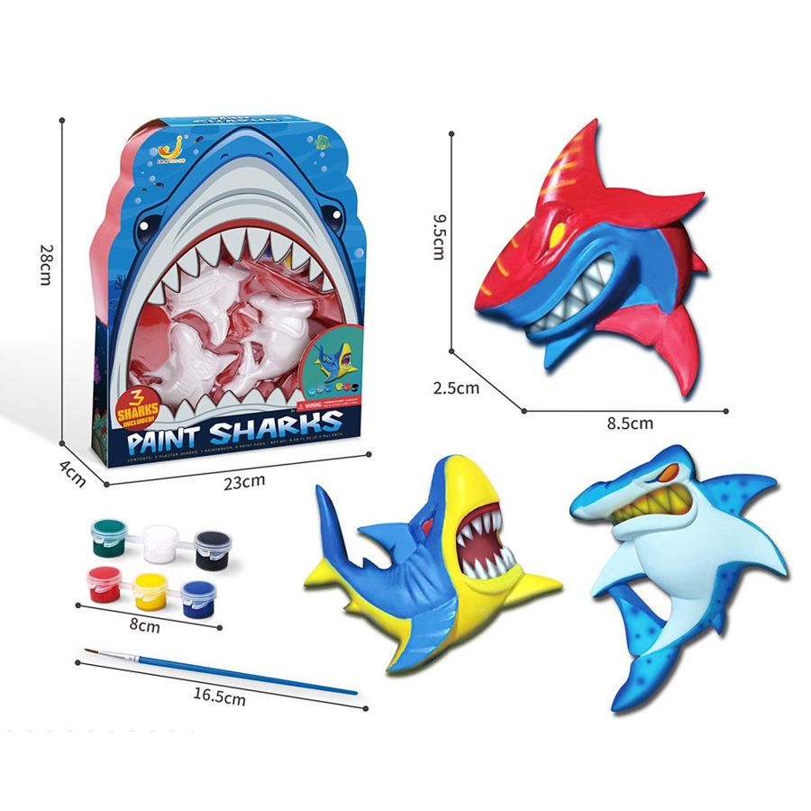 Paint-Your-Own Shark Trio
